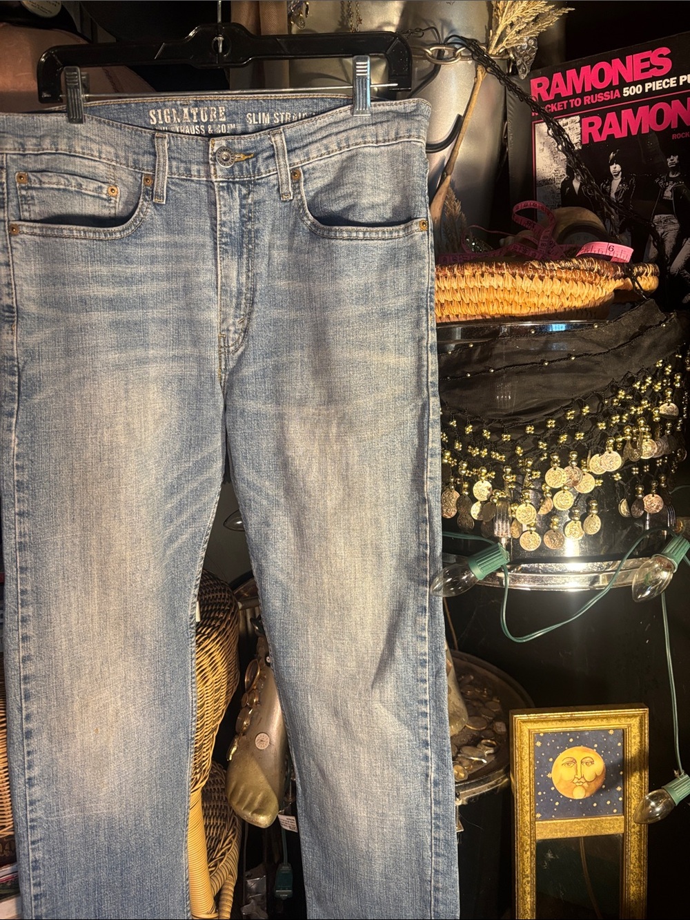 Signature Men's Slim Straight Light Blue Denim Jeans